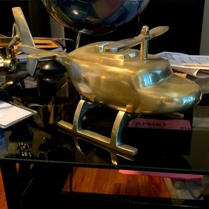 Gold Aluminum Decorative Helicopter Desk Top Decor New